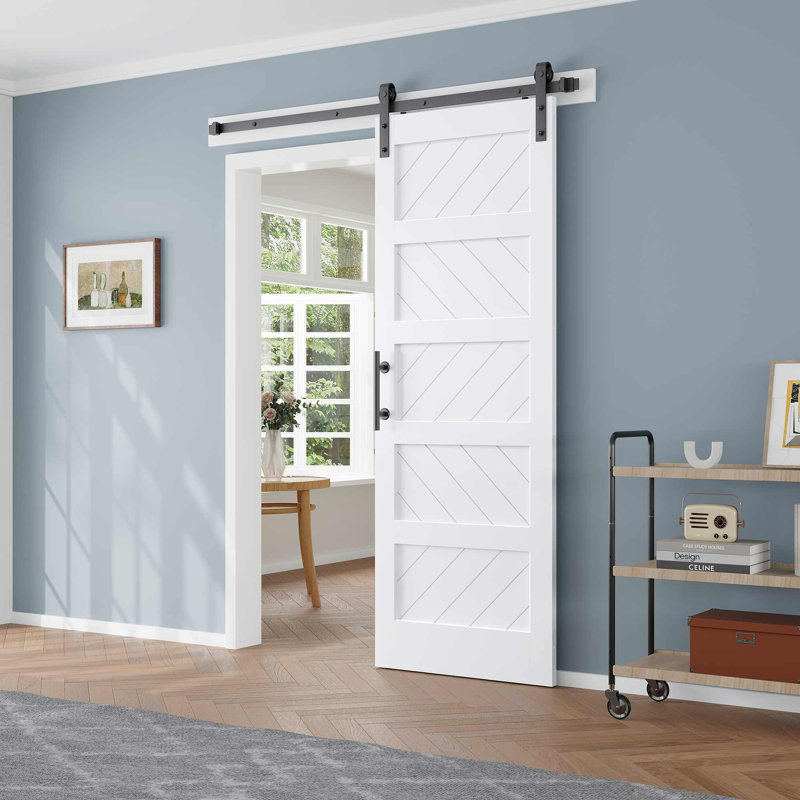 TREEBLING Manufactured Wood PVC Barn Door with Installation Hardware